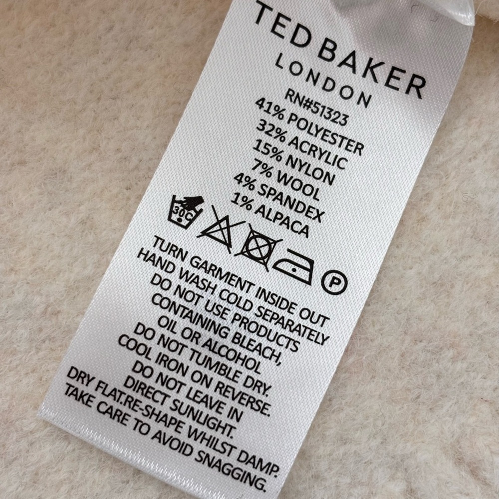 TED BAKER Cream Ivory Long Sleeve Floral Jacquard Sweater--NWT--M - Picture 15 of 16